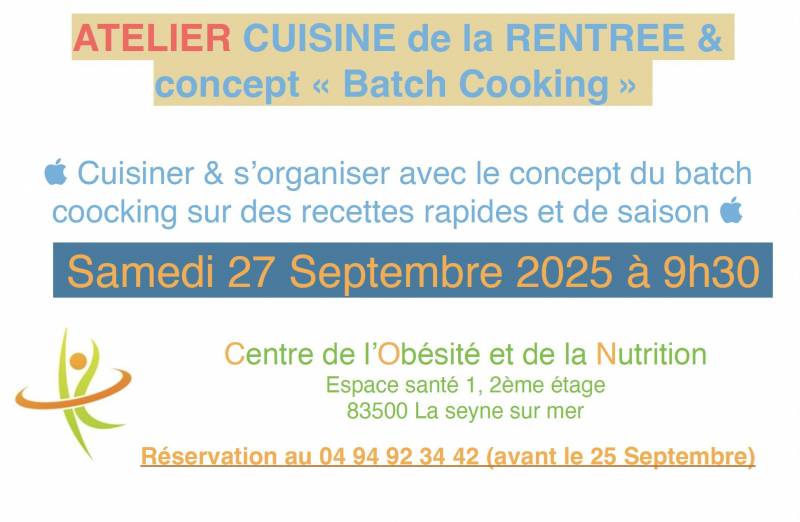 Atelier Cuisine de la Rentrée : Découvrir le “Batch Cooking”